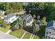 View of a green house near a serene pond, offering a peaceful neighborhood setting at 136 Heart Pine Cir, Summerville, SC 29485