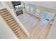 Spacious living room with fireplace, fan, and views of the backyard through sliding glass doors at 240 Lucca Dr, Summerville, SC 29486