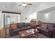 Comfortable living room featuring a ceiling fan, hardwood floors, and an open floor plan at 2831 Chicopee Dr, North Charleston, SC 29420