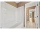 Clean tub and shower combination at 3095 S Shore Dr, Charleston, SC 29407