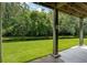 Picturesque backyard view featuring green grass, trees, pond, and covered patio overlooking this property at 3616 Bagley Dr, Mount Pleasant, SC 29466