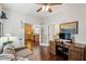 Inviting office with a view into the kitchen featuring warm wood tones and natural light at 3616 Bagley Dr, Mount Pleasant, SC 29466