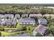 Aerial view showcasing a neighborhood with well-maintained homes and a beautiful pond at 4060 Hartland St, Charleston, SC 29414
