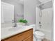 Bathroom featuring single sink vanity, toilet and tub with shower, all in a clean and functional space at 4060 Hartland St, Charleston, SC 29414