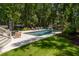 Backyard pool and patio with lounge chairs, basketball hoop, and lush landscaping at 441 Elfes Field Ln, Charleston, SC 29492