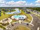 Aerial view of a new community pool and playground in a desirable neighborhood with a great location at 513 Richfield Way, Summerville, SC 29486