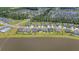 Beautiful aerial view of homes along a lake with community pool and lush landscaping at 602 Yellow Leaf Ln, Summerville, SC 29486
