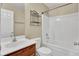 Bathroom featuring a shower and tub combination, and wooden vanity at 9016 Greenbriar Dr, Summerville, SC 29485