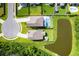 Aerial view of property showcasing a pool, fenced backyard, and scenic pond at 105 Plowden Mill Ct, Summerville, SC 29485
