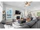Comfortable living room with a cozy fireplace, plush seating, and an abundance of natural light at 109 W Respite Ln, Summerville, SC 29483