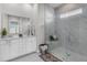 Elegant bathroom featuring a glass enclosed shower and double vanity at 1213 Locals St, Summerville, SC 29485