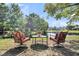 Relaxing backyard seating area with lake view, perfect for outdoor enjoyment and peaceful contemplation at 1311 Royal Links Dr, Mount Pleasant, SC 29466