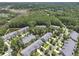 An aerial view of townhomes with well-manicured landscaping, a pond, and lush trees in a vibrant community at 132 Fresh Meadow Ln, Mount Pleasant, SC 29466