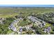 Aerial view of a pond community with a mix of modern homes, lush greenery, and a tranquil pond at 1491 Tomato Farm Cir, Mount Pleasant, SC 29464