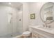 This bathroom showcases a glass enclosed shower, vanity, and modern finishes at 1491 Tomato Farm Cir, Mount Pleasant, SC 29464