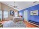 Cozy bedroom with vaulted ceilings, a ceiling fan, and a large oriental rug on the hardwood floors at 1972 Gray Battery Ct, Mount Pleasant, SC 29464