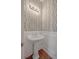 Stylish powder room with unique wallpaper, pedestal sink, and elegant wainscoting at 2036 Kings Gate Ln, Mount Pleasant, SC 29466