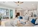 Comfortable living area with open floor plan, ceiling fan and sliding glass doors to porch at 2313 Bucktail Ct, Mount Pleasant, SC 29466