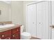 Clean bathroom with a vanity, toilet, and closet, providing essential amenities and storage solutions at 2494 Cape Rd, Johns Island, SC 29455