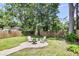 Private backyard with mature trees and gravel seating area at 2949 Alabama Dr, North Charleston, SC 29405