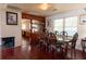 Dining room with wood floors, chandelier, and view into adjacent rooms at 320 Morrison Street, Mount Pleasant, SC 29464