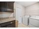Functional laundry room with cabinets, countertop, shelving and appliances at 529 Dunswell Dr, Summerville, SC 29486