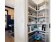 Organized pantry with shelving, providing ample storage space near the game room at 566 Wading Pl, Daniel Island, SC 29492