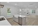 Modern kitchen with island and white countertop, complemented by stainless steel appliances and ample natural light at 615 Du Bois Dr, Johns Island, SC 29455