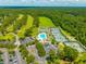 Panoramic aerial view showcasing community pool, tennis courts, and mature landscaping at 704 Kilarney Rd, Summerville, SC 29483