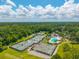 Expansive aerial of tennis courts and pool, all within a community surrounded by lush trees at 704 Kilarney Rd, Summerville, SC 29483