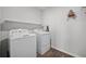Functional laundry room equipped with a washing machine, dryer, and shelving for storage at 1032 Peridote Way, Ladson, SC 29456