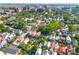 Stunning aerial view of historic Charleston neighborhood with lush greenery and cityscape backdrop at 176 Smith St, Charleston, SC 29403