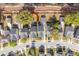 An aerial view of charming homes in a suburban neighborhood, offering a peaceful community setting at 1821 Towne St, Johns Island, SC 29455