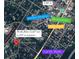Aerial view of the neighborhood, showcasing nearby restaurants, parks, wine shops and other amenities at 208 Sumter Ave, Summerville, SC 29483