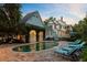 Stunning backyard with pool and lush greenery, perfect for luxurious outdoor living and entertaining at 208 Sumter Ave, Summerville, SC 29483