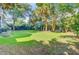 Expansive, well-manicured backyard featuring lush green lawn and mature palm trees for shade and privacy at 2228 Daniel Island Dr, Charleston, SC 29492