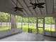 Screened patio with ceiling fans overlooking fenced backyard at 352 Oxford Rd, Ladson, SC 29456