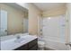 Bathroom featuring a vanity, mirror, toilet, and shower-tub combo for comfort and convenience at 3903 Poplar Grove Pl, Summerville, SC 29483