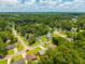 Aerial shot featuring homes in a well-maintained neighborhood surrounded by lush green trees at 439 Temple Rd, Ladson, SC 29456
