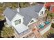 An aerial view of the home, highlighting the multiple decks for outdoor enjoyment at 505 E Arctic Ave, Folly Beach, SC 29439