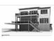Architectural rendering illustrating the rear perspective view of a modern multi-story home at 509 W Ashley Ave, Folly Beach, SC 29439