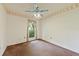 Bright bedroom with ceiling fan, neutral walls, and carpet flooring at 604 Longstreet St, Summerville, SC 29486