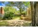 Backyard featuring a wooden deck, mature trees, and lush landscaping at 652 Spinner Cir, Mount Pleasant, SC 29464