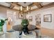 Chic dining room with a modern chandelier, wooden beams and view to other rooms at 766 Maynard Ln, Summerville, SC 29486