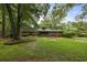 Lush backyard with mature trees surrounding a well maintained lawn at 96 King Charles Cir, Summerville, SC 29485