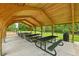 Covered picnic area with multiple picnic tables and a trash receptacle, providing a great spot for outdoor dining and gatherings at 96 King Charles Cir, Summerville, SC 29485