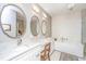 Bathroom with double sink vanity, granite countertops, and soaking tub at 136 Fair Sailing Rd, Mount Pleasant, SC 29466