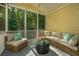 Relaxing screened porch with comfortable seating, overlooks private backyard at 136 Fair Sailing Rd, Mount Pleasant, SC 29466