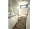 Bathroom featuring a single vanity, toilet, and shower/tub combo at 144 Craft Ln, Round O, SC 29474