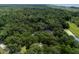 Expansive aerial view of a wooded lot with a peek of the house and a nearby pond at 16 Oakwood Ln, Edisto Island, SC 29438